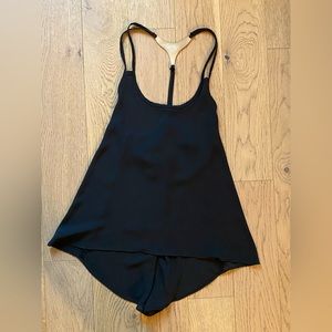 Black mesh shirt with gold accent - S